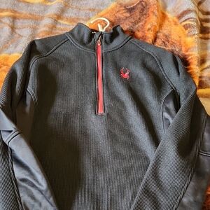 Spyder Men's Black Half-Zip Sweater with Red Accents